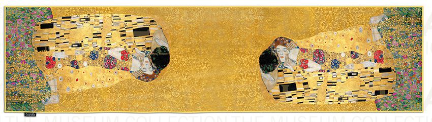 Plumeria Hedvábná šála The Kiss Gold Gustav Klimt