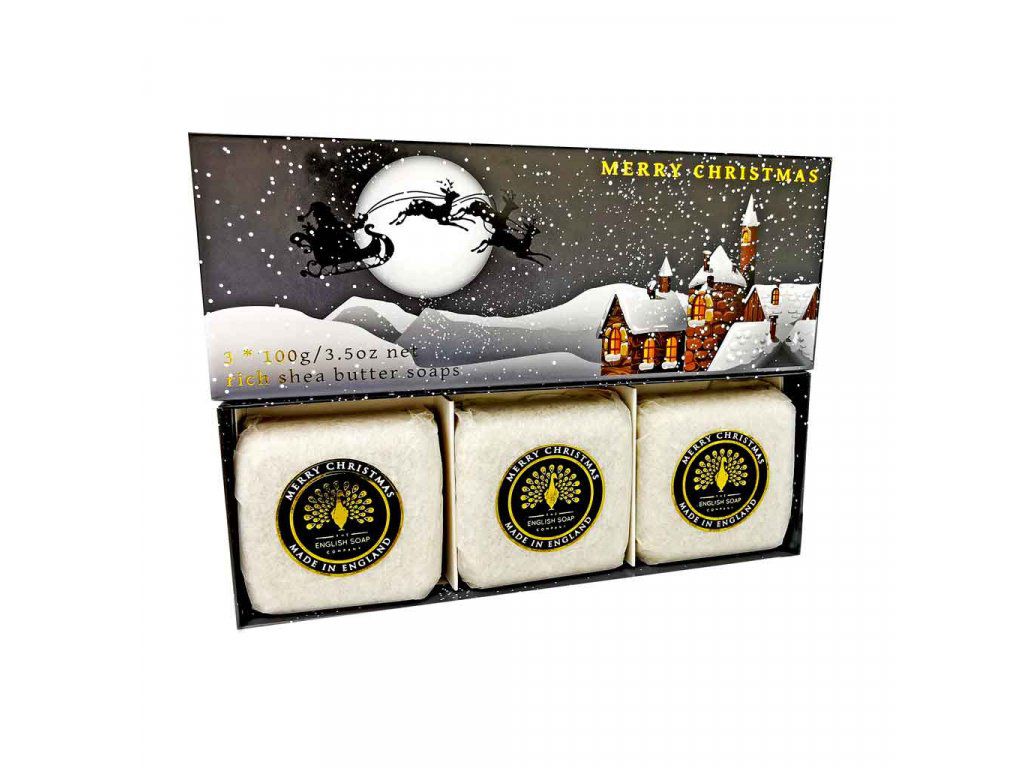 English Soap Company Sada tuhých mýdel Winter Village - Zimní vesnička, 3x100g