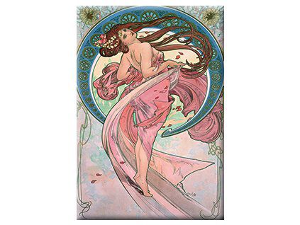 Plumeria Magnet Mucha The Dance 80x55mm